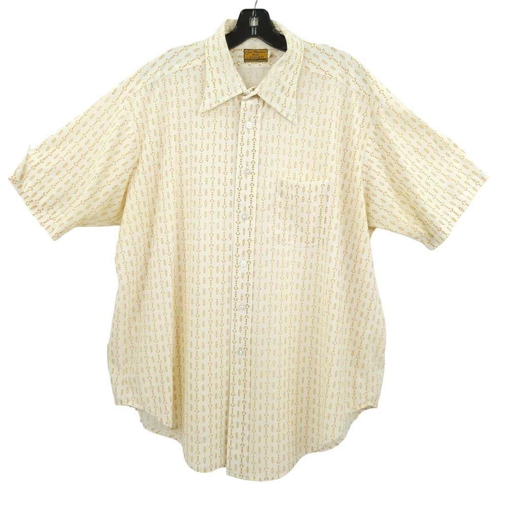 Jon Maurice Knit Essley READ STAINS Mens Camp Shirt Sz 18 2XL Vtg 70s Rockabilly